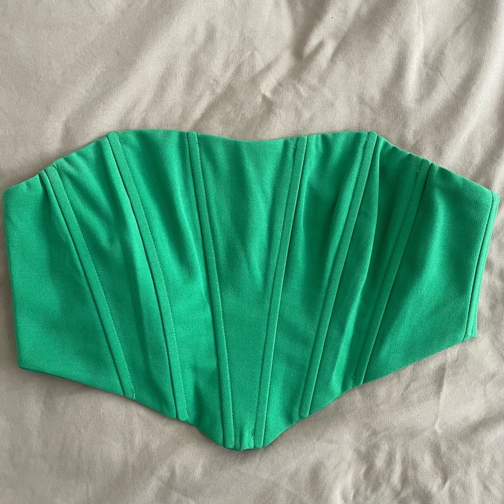 Green Cropped Corset Top